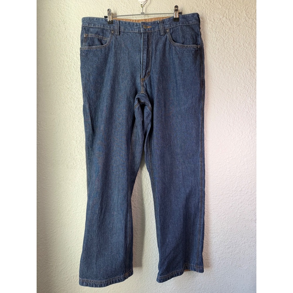 Duluth Trading Co Mens Blue Denim Straight Leg Work Jeans 100 Cotton 34x29